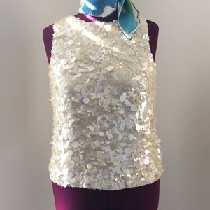 Vintage DKNY silk lined sequin top,zip back
